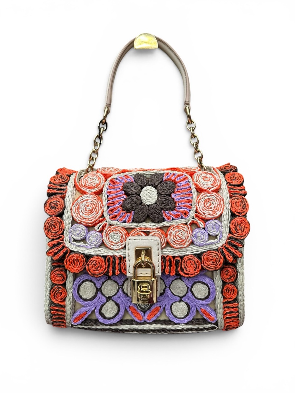 Dolce & Gabbana Miss Dolce Runway Raffia Floral Bag SS2013 Milan Runway